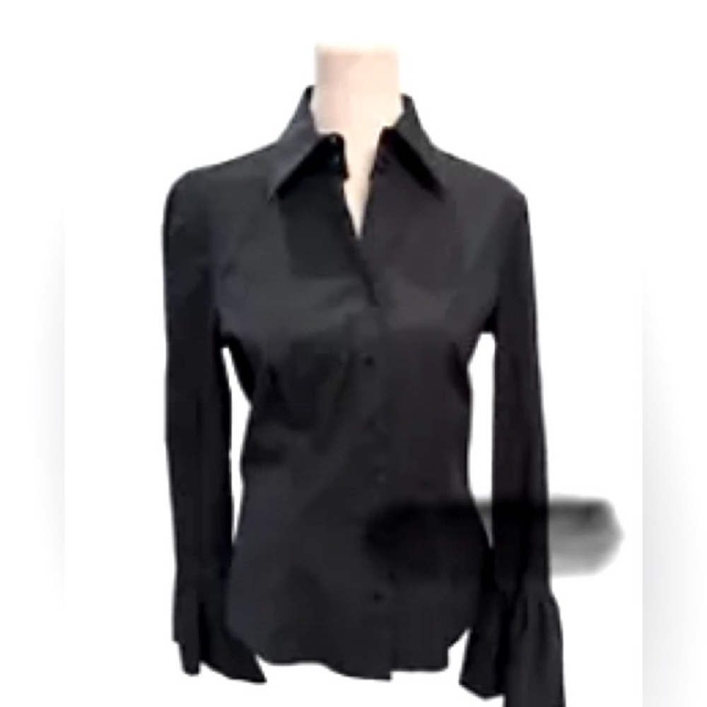 ANTONIO MELANI Black Fitted Long Sleeve Button Down Shirt